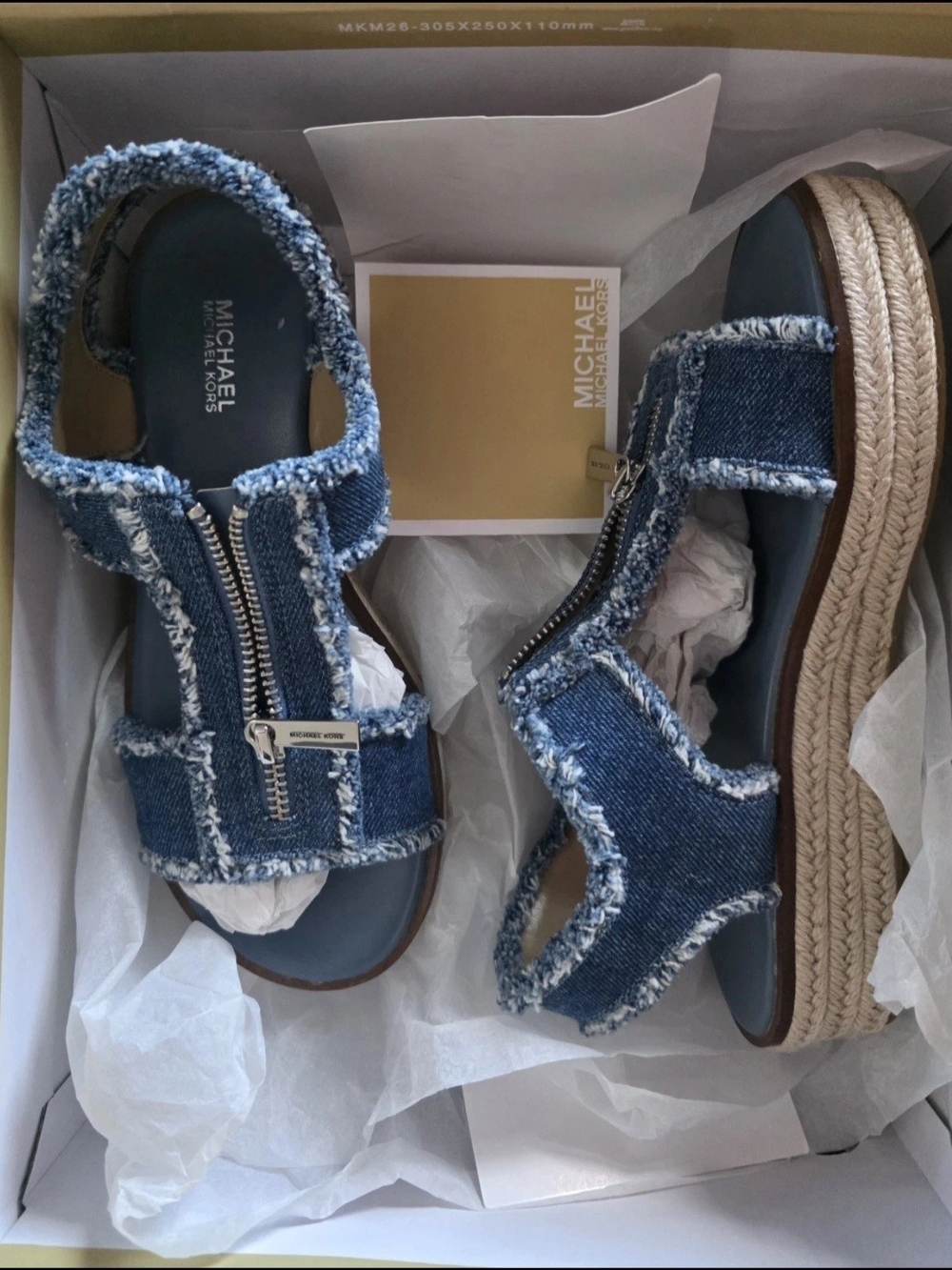 Michael Kors Denim Zip Platform Espadrille Sandals in Blue